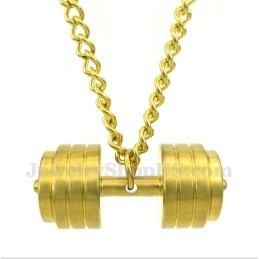 Colgante De Mancuernas De Titanio Dorado Para Hombre Con Cadena Gratis