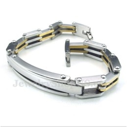 Pulsera De Titanio Chapada En Oro Para Hombre