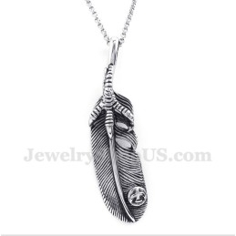 Colgante De Pluma De Titanio Para Hombre Con Cadena Gratis