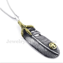Colgante De Pluma De Titanio Para Hombre Con Cadena Gratis