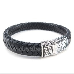 Pulsera De Cuero De Titanio Para Hombre