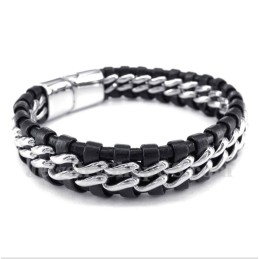 Pulsera De Cuero De Titanio Para Hombre