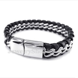 Pulsera De Cuero De Titanio Para Hombre