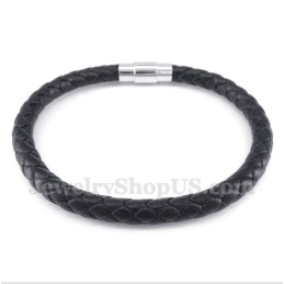 Pulsera De Cuero Negra Para Hombre