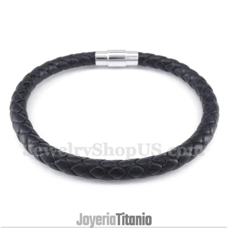 Pulsera De Cuero Negra Para Hombre Pulsera De Cuero Negra Para Hombre
