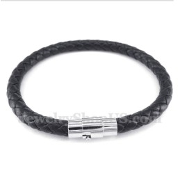 Pulsera De Cuero Negra Para Hombre