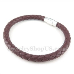 Pulsera De Titanio Y Cuero Para Hombre