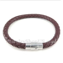 Pulsera De Titanio Y Cuero Para Hombre