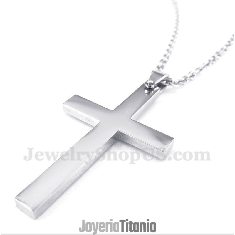 Colgante De Cruz De Titanio Para Hombre Con Cadena Gratis