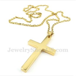 Colgante De Cruz De Oro Y Titanio Para Hombre Con Cadena Gratis