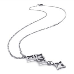 Collar De Estrellas De Plata Y Titanio De 15,4 Pulgadas