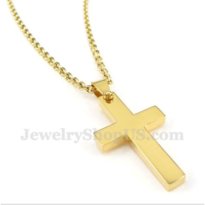 Colgante De Cruz De Oro Y Titanio Para Hombre Con Cadena Gratis