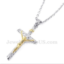 Colgante De Jesús De Titanio Y Oro Para Hombre Con Cadena Gratis