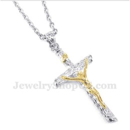 Colgante De Jesús De Titanio Y Oro Para Hombre Con Cadena Gratis