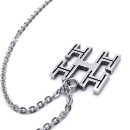 Collar De Cadena De Titanio Y Plata De 15,7 Pulgadas