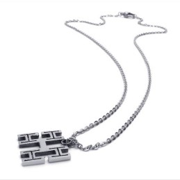 Collar De Cadena De Titanio Y Plata De 15,7 Pulgadas