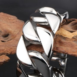 Pulsera De Cadena De Titanio Brillante Con Sección Gruesa De Moda