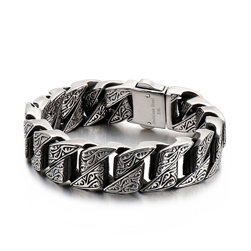 Pulsera De Titanio Con Diseño Floral Retro Y Personalidad Genial Para Hombre Pulsera De Titanio Con Diseño Floral Retro Y Personalidad Genial Para Hombre