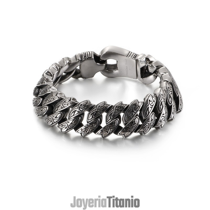 Pulsera De Titanio Con Diseño Floral Retro Y Personalidad Genial Para Hombre