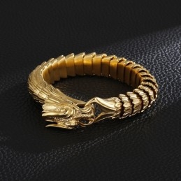 Pulsera De Titanio Vintage Con Diseño De Escamas De Dragón Para Hombre