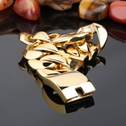 Nueva Pulsera De Titanio Chapada En Oro Para Hombre.