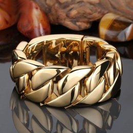 Nueva Pulsera De Titanio Chapada En Oro Para Hombre.