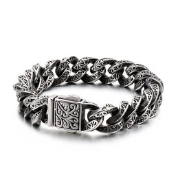 Pulsera De Titanio Para Hombre Con Cierre Vintage Y Calaveras Florales