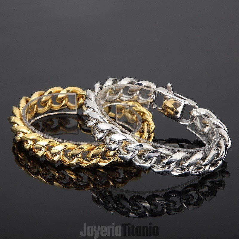 Pulsera De Titanio Con Cadena Cubana Para Hombre Pulsera De Titanio Con Cadena Cubana Para Hombre