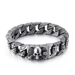 Pulsera Elegante De Titanio Con Cruz Y Calavera Para Hombre