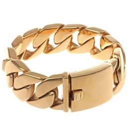 Pulsera Gruesa De Titanio Para Hombre, Estilo Hip Hop, Chapada En Oro De 18 Quilates.