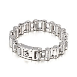 Pulsera De Titanio Con Cadena De Bicicleta Y Calavera Para Hombre
