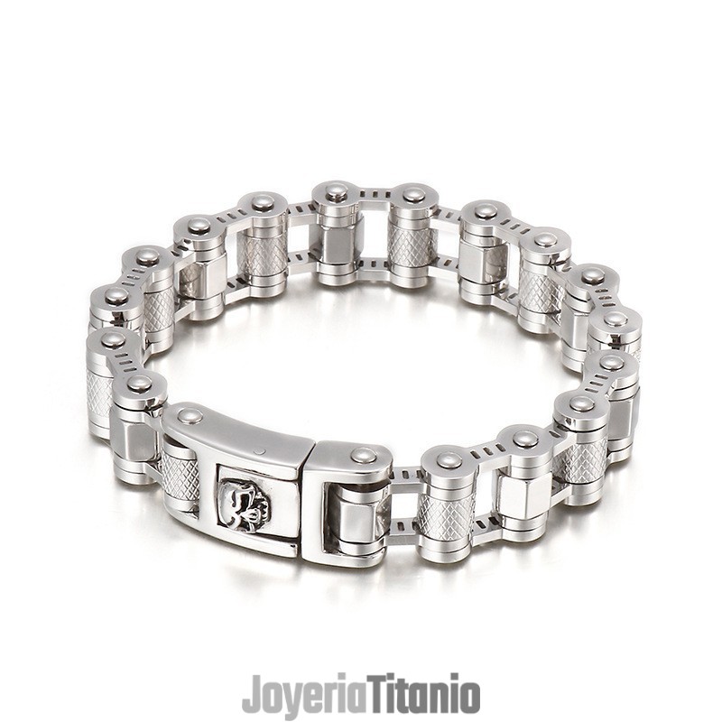 Pulsera De Titanio Con Cadena De Bicicleta Y Calavera Para Hombre Pulsera De Titanio Con Cadena De Bicicleta Y Calavera Para Hombre
