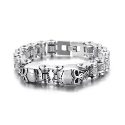 Pulsera De Titanio Con Cadena De Bicicleta Y Calavera Para Hombre