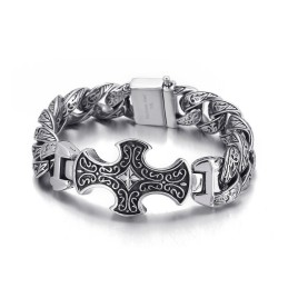 Pulsera De Titanio Para Hombre Con Diseño De Cruz Vintage
