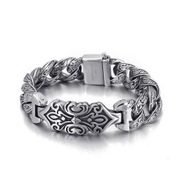 Pulsera De Titanio Para Hombre Con Diseño De Cruz Vintage