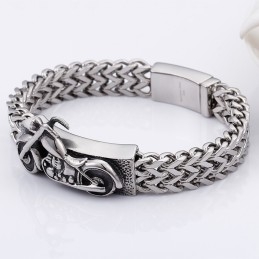 Pulseras De Titanio Vintage Con Diseño De Motocicleta.