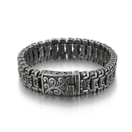 Pulsera De Titanio Con Diseño Floral De Hip Hop Para Hombre