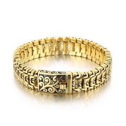 Pulsera De Titanio Para Hombre Con Diseño De Flor De Hip Hop