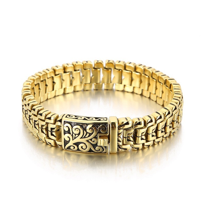 Pulsera De Titanio Para Hombre Con Diseño De Flor De Hip Hop Pulsera De Titanio Para Hombre Con Diseño De Flor De Hip Hop