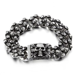 Pulsera De Titanio Con Calavera Retro Genial Para Hombre, Pulsera Rock Chic Con Cabeza De Fantasma, Accesorios Para Hombre Tide