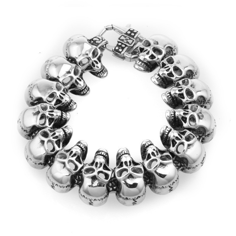 Pulsera De Titanio Con Calavera Para Hombre Pulsera De Titanio Pulsera De Titanio Con Calavera Para Hombre Pulsera De Titanio