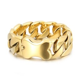 Pulsera De Hombre Pulida Con Cierre De Hueso De Cadena Cubana