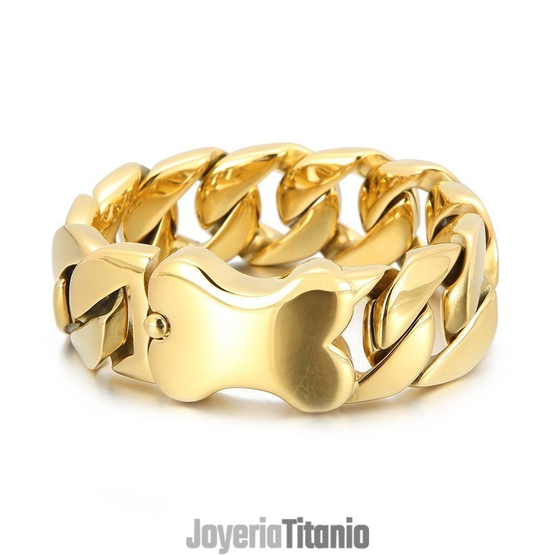 Pulsera De Hombre Pulida Con Cierre De Hueso De Cadena Cubana