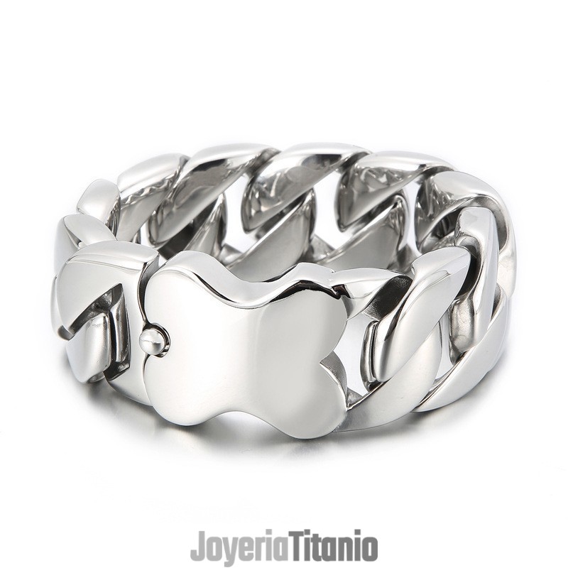 Nueva Pulsera Cubana Con Inserto De Hueso Pulido Para Hombre