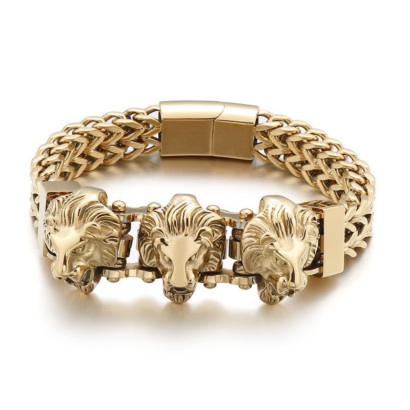 Pulsera De Titanio Para Hombre Bully Skull Con Cabeza De Lobo Y Cabeza De León (Lote Mixto) Pulsera De Titanio Para Hombre Bully Skull Con Cabeza De Lobo Y Cabeza De León (Lote Mixto)