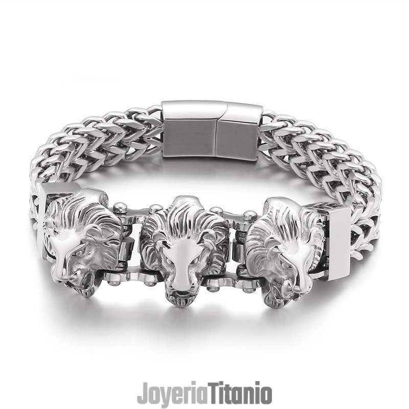 Pulsera De Titanio Para Hombre Bully Skull Con Cabeza De Lobo Y Cabeza De León (Lote Mixto) Pulsera De Titanio Para Hombre Bully Skull Con Cabeza De Lobo Y Cabeza De León (Lote Mixto)