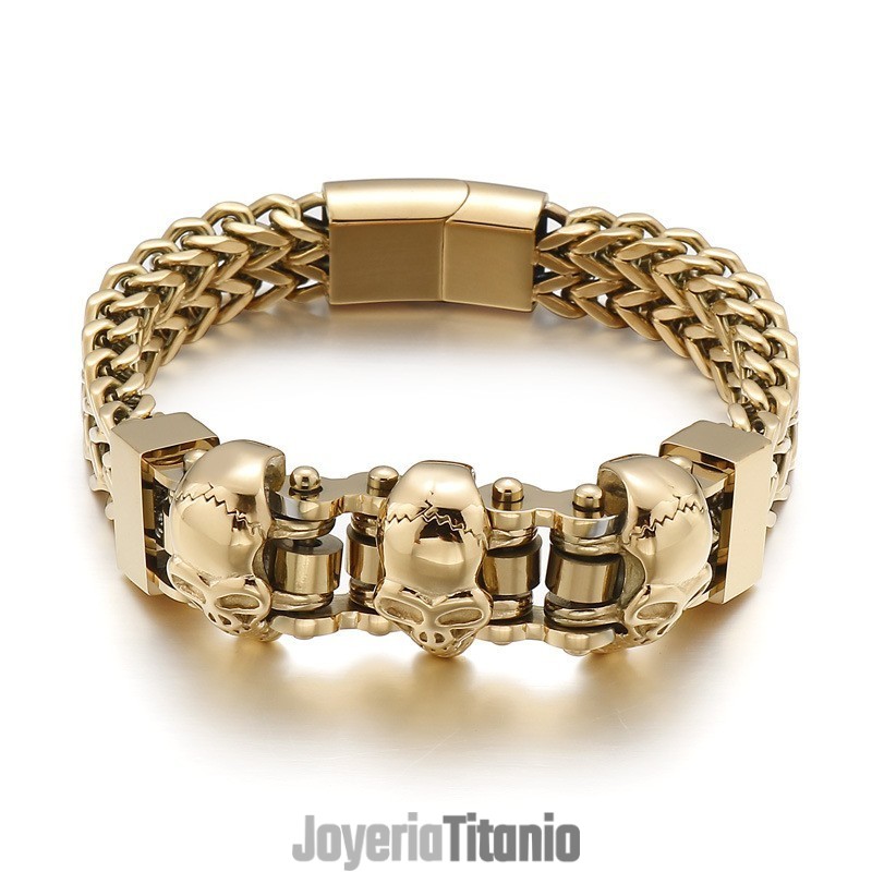Pulsera De Titanio Con Calavera Para Hombre