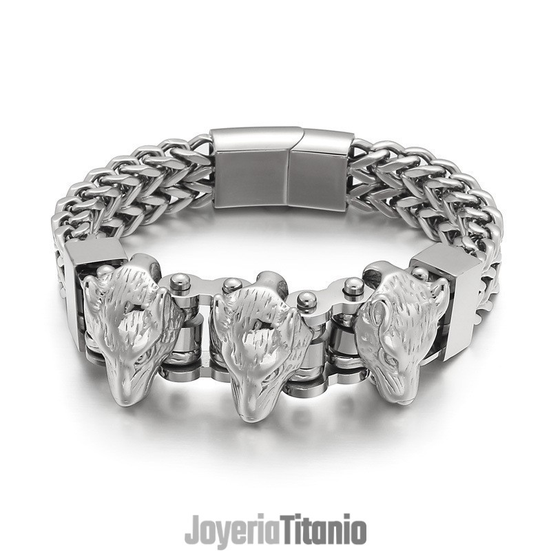 Pulsera De Titanio Con Cabeza De Lobo Para Hombre Pulsera De Titanio Con Cabeza De Lobo Para Hombre