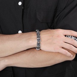 Pulseras Masculinas De Calavera Con Encaje De Viento Y Joyería Vintage De Fundición Elegante Y Moderna