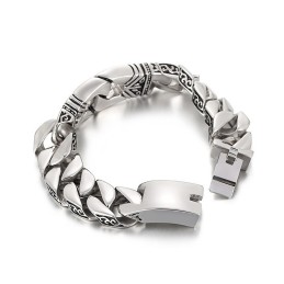 Pulsera De Titanio Con Borde De Fundición Y Patrón De Viento Retro Chic Para Hombre